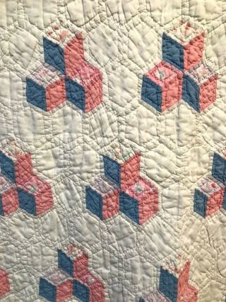 Vintage Handmade Hand Stitched Baby Nursery Crib Quilt 37 " : X 48 " Blanket Quilt