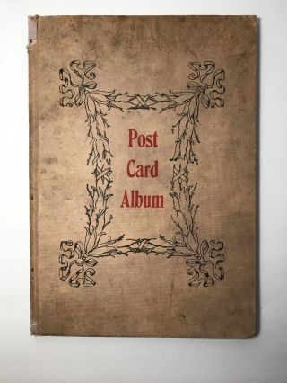 Vintage Post Card Album With Empty Slots Holds 64 Postcards Early 1900 
