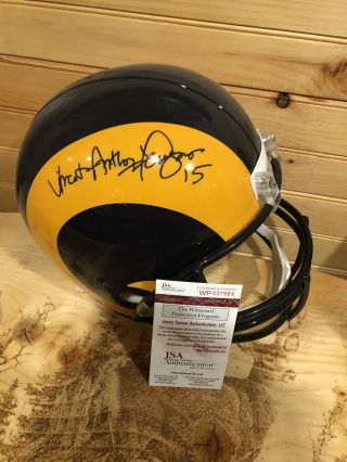 Vince Ferragamo Los Angeles Rams Autographed Full Size Helmet Jsa Cert