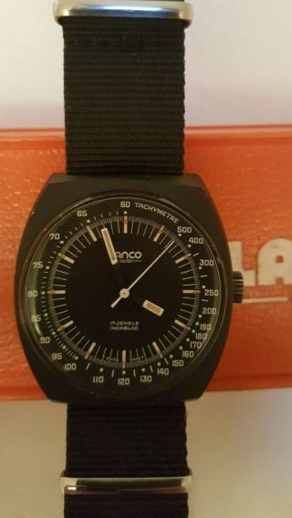 Vintage 1970s Lanco Pvd Case Porsche Design Style 17j Swiss Made Watch,  Case
