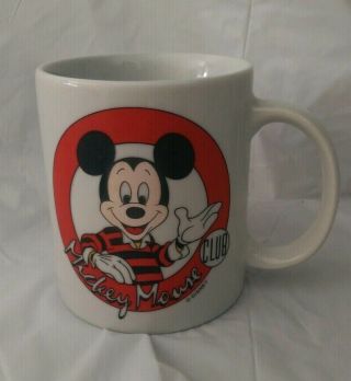 Vintage Disney Mickey Mouse Club White Ceramic Coffee Mug Cup