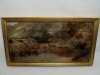 Antique 1906 Tonalist Oil Painting Landscape River Signed Carter Framed