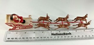 Vintage Christmas Mini Santa Sleigh Reindeer 1950s Plastic Decoration Hong Kong 2