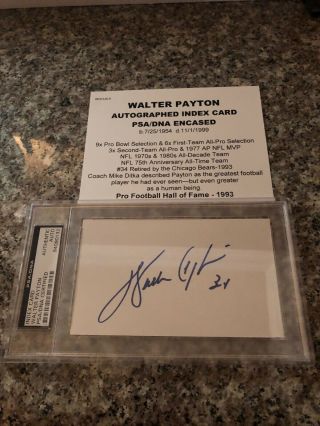 Walter Payton Psa Certified Signed Index Card