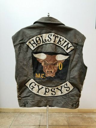Vintage Outlaw Motorcycle Club Vest Mc Jacket Patches Gang 1 Lee Denim 1970