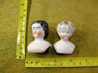2 X Excavated Vintage Victorian Faded Painted Doll Head Age 1860 Hertwig A 13511