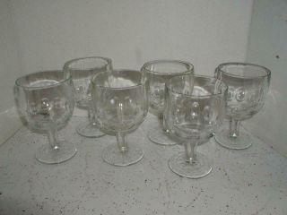 6 Vintage Bartlett Collins 16 Oz Thumbprint Beer Glasses Schooner Goblets Clear