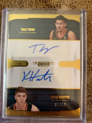 Trae Young Kevin Huerter 18 - 19 Panini Dominion Gold Rookie Dual Auto 01/10