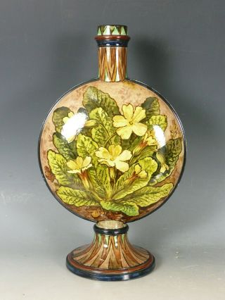Antique Doulton Lambeth Faience Pottery Moon Flask Vase 19thc