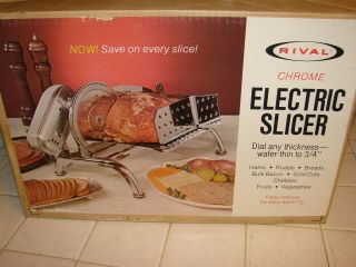 . Vintage Rival 1101e Electric Food Slicer Chrome Plated.