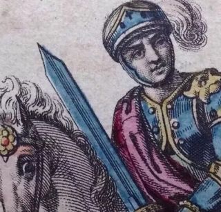 1835 Cavalier Or Knight Of Swords Antique Tarot Playing Cards Milan Single,