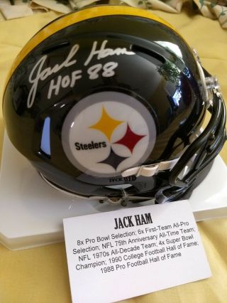 Jack Ham " Hof 88 " Signed Pittsburgh Steelers Speed Mini Helmet Tristar Certified