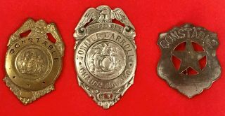 3 Early Antique Constable Police Badges Chautauqua County York Carroll Ny