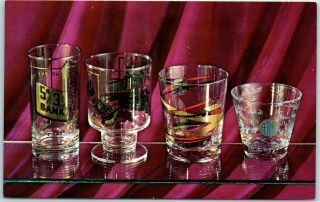 Vintage Chrome Advertising Postcard Gustomglas Bar Glasses Drinkware C1950s