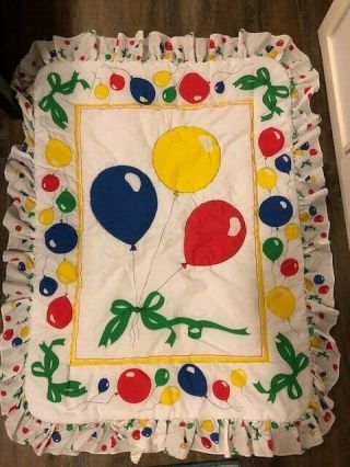 Vintage Balloons Primary Colors Baby Blanket Quilt