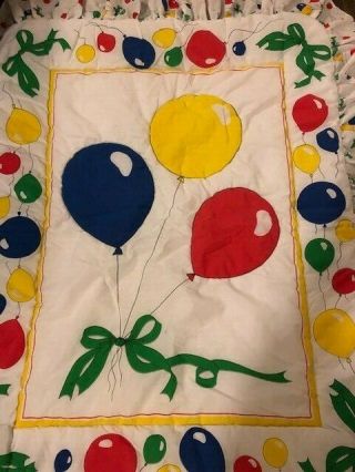Vintage Balloons Primary Colors Baby Blanket Quilt 2