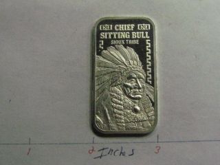 Chief Sitting Bull Sioux Tribe Indian 1975 Vintage 999 Silver Bar Coinrare