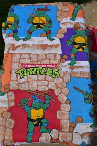 Vintage 1988 Mirage Teenage Mutant Ninja Turtle Flat Sheet Smoke Home