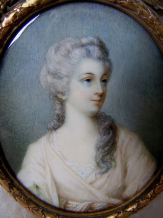 Fine Georgian Antique Portrait Miniature Of A Lady C1790