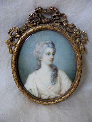 Fine Georgian Antique Portrait Miniature of a Lady c1790 2