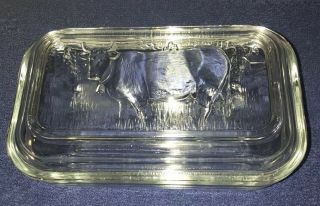 Glass Cow Butter Dish Large Hold Lid Stick Serving Kitchen Food Vintage Look