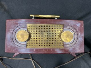 Vintage Zenith Tube Radio Burgundy Model R512r Bakelite? Owl Eyes