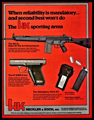 1982 Heckler & Koch Hk 91 Rifle And P - 7 Pistol Print Ad