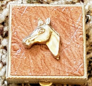 Vintage Pill Box With Horse Head.  Metal Brass