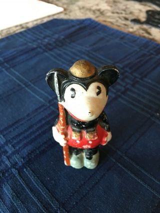 Rare 1930 ' s Vintage Mickey Mouse Bisque Soldier Figurine 2