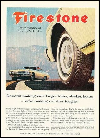 1965 Firestone Chevrolet Impala Vintage Advertisement Print Art Car Ad J339