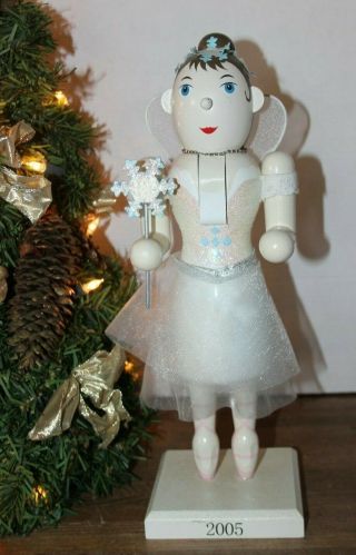 Vtg Hand Crafted And Painted " Snow Fairy Ballerina " Wood Nutcracker