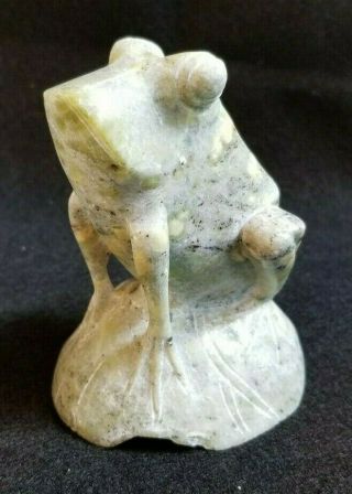 Vintage Stone Carved Frog Figurine