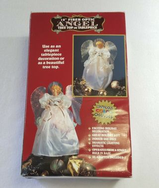 Vtg 12 " Fiber Optic Christmas Angel Tree Topper Or Table Continuous Color Change