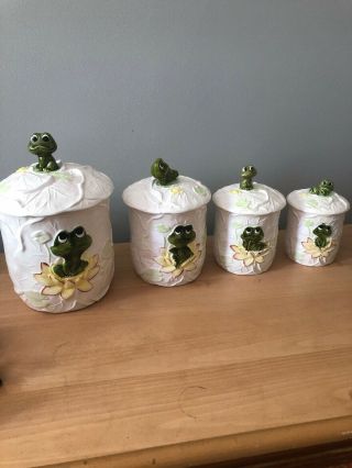 Vintage 1978 Neil The Frog Sears Roebuck & Co.  {4} Piece Canister Set Grandma 