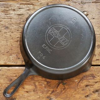Antique Griswold Cast Iron Skillet Frying Pan 8 Large Slant Logo - Ironspoon
