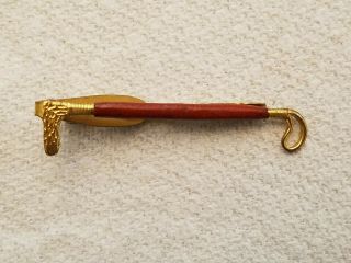 Vintage 1960s Hicock Usa Horse Riding Crop With Leather Sheath Metal Tie Clip