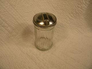 Vintage Heavy Glass Sugar Jar Canister With Metal Lid And Flap To Pour - Chicago