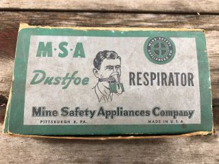Vintage Msa Mine Safety Appliances Co Respirator Mask W Box Filters Nos Dustfoe