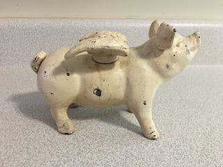 Vintage Flying Pig With Wings Cast Iron Piggy Bank