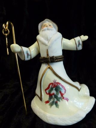 Vintage Santa Claus St Nick Porcelain Trinket Pill Box Midwest Of Cannon Falls