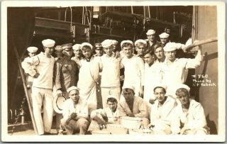 1910s Vintage Rppc Postcard U.  S.  Navy Sailor On Board Ship J.  F.  Rabeck Photo