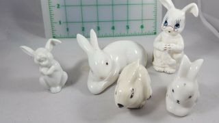 2 Vintage Bunny Rabbit Figurines Figures Easter