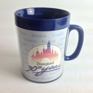 Disneyland 30th Year Anniversary Plastic Thermo Mug Cup Vintage 1985