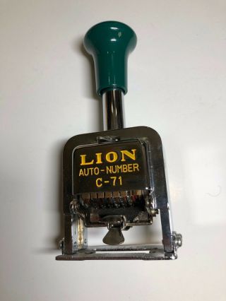 Lion Auto Number Stamp C - 71 Vintage