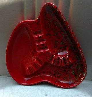 Vintage Retro ROYAL HAEGER R1663 Glazed Ceramic Ashtray (Red) Made in U.  S.  A. 2