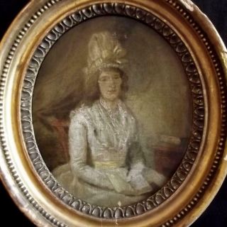 Antique Gainsborough School 18th Century Antique Oil Painting Portrait Of A Lady