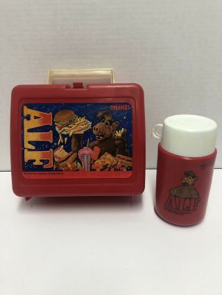 Vintage Alf Lunch Box 1987 Tv Show 80s W/ Thermos Complete Retro Red