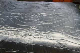Vintage Blue Satin Bedspread Comforter Blanket Quilted 82 X 68