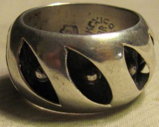 Vintage Taxco Eagle 3 Mexico.  925 Sterling 1 " Ring,  6g,  Size 8.  5,  Abr? - Vg