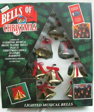 Vtg Mr Christmas Bells Of Xmas Musical Lighted Brass Bells 21 Carol Songs 1992